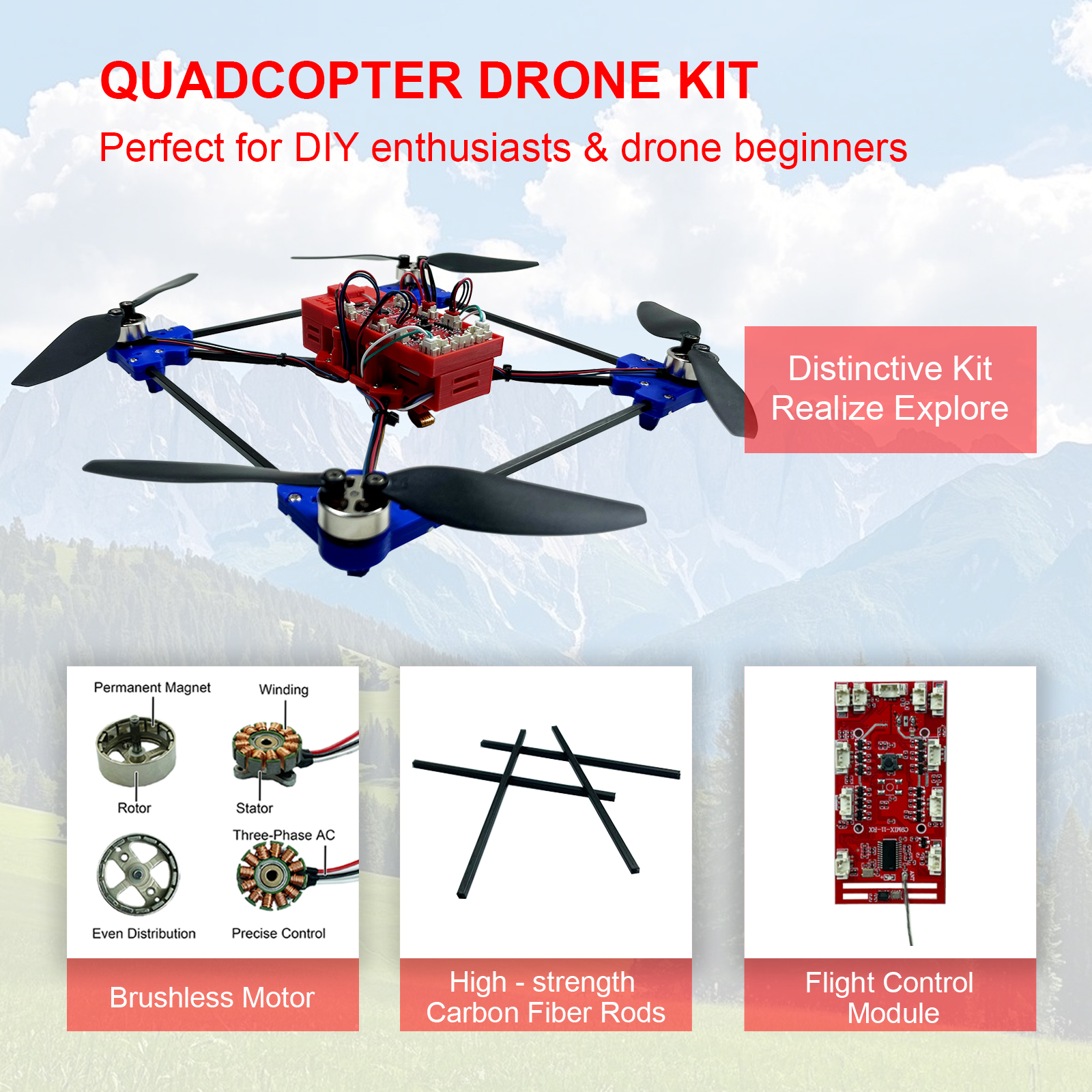 Drone Quadcopter DIY Kit Uniqu - đánh giá và giá Drone Kit Build Yourself