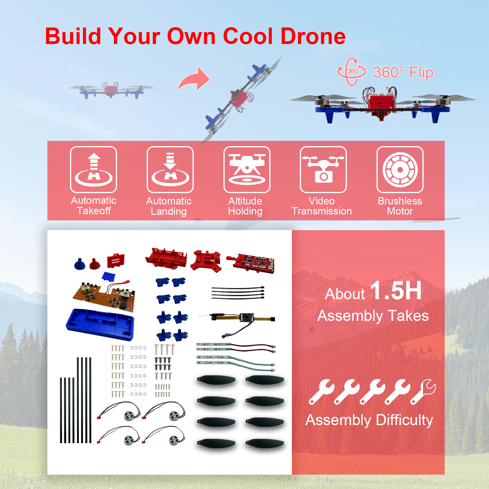 Drone Quadcopter DIY Kit Uniqu - đánh giá và giá Drone Kit Build Yourself